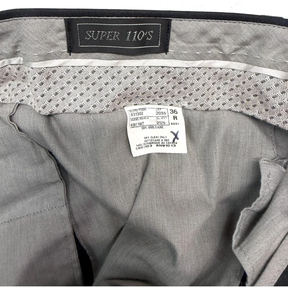 Jack Victor 36x30 Charcoal Dress‎ Suit Pants Trousers Flat Front Wool Straight